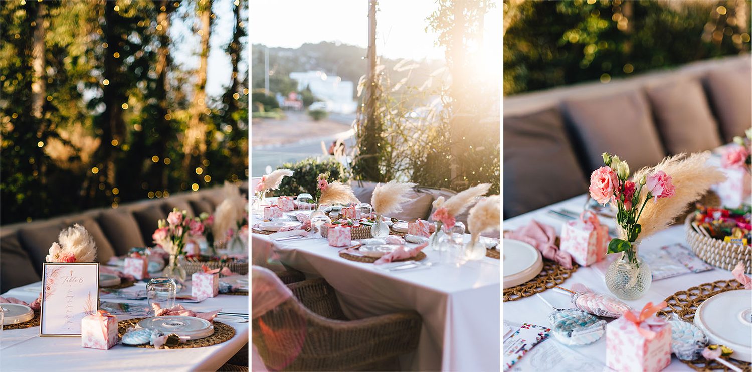 Christening dinner table setting at Elia restaurant, Protaras